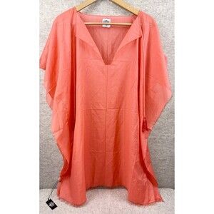 Romi Como Swim Cover Up Orange Tassels Oversized Light Weight NWT Stain